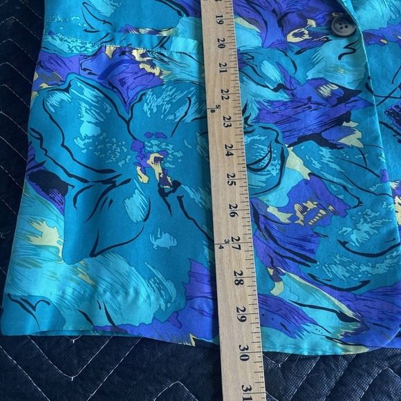 Point of View Silk Blazer Women Large Multicolor Lined Floral Abstract Dry Clean - Picture 9 of 9